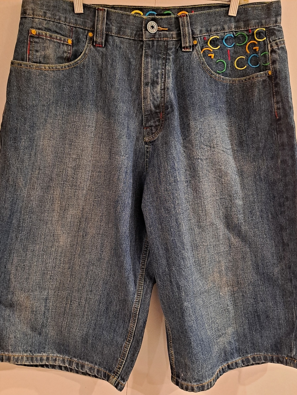 Coogi VTG Mens Y2K Baggy Embroidered Jean Shorts Size 36